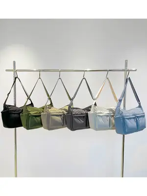 Green Puffer Satchel Shoulder Bag for Women