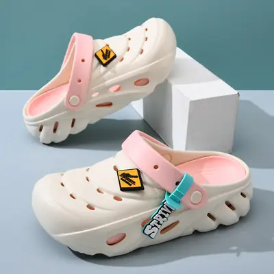 Women's Beige Hole EVA Slippers Summer Breathable