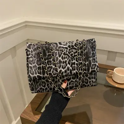 Leopard Print Chain Bag for Women 2024 New Fashion