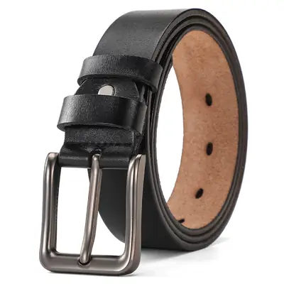 New Men's Brown Leather Buckle Belt Foreign Trade
