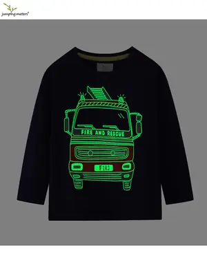 Fire and Rescue Boys T-Shirt Navy Blue Spring Autumn