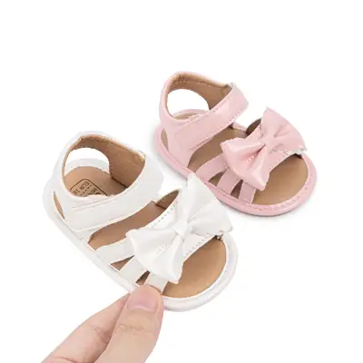 Amazon Cross Border Bow Baby Toddler Shoes 2025 Summer New Solid Color Cute Sandals Baby Shoes