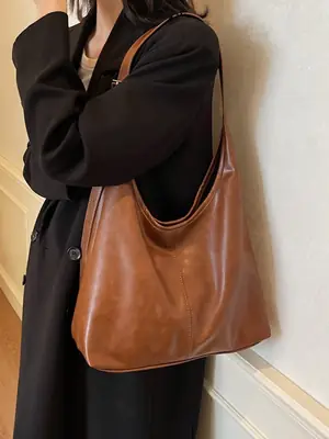 Women's Retro Brown Tote Bag 2024 All Season Commuter Shoulder Crossbody