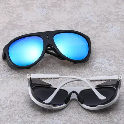 UV-Proof Men's Blue Sunglasses with Black Frames