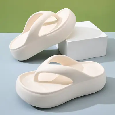 Women's Thick Sandal Flip Flops Beige EVA Non Slip