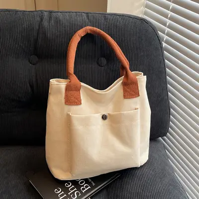 Women's Blue Canvas Shoulder Bag Large Winter 2024