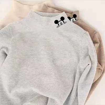 Autumn Winter Boys Velvet T-Shirt Black with Embroidered Design