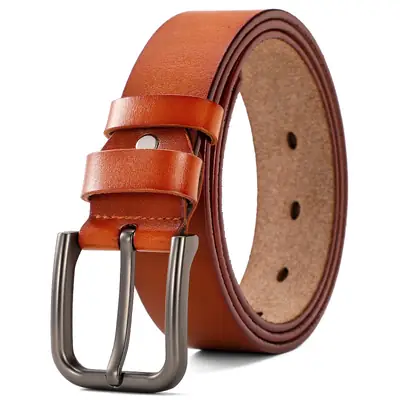 New Men's Antique Real Cowhide Buckle Belt