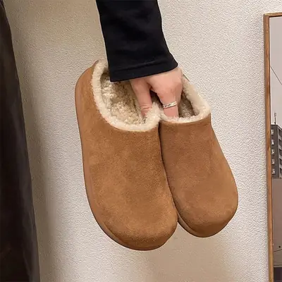 Birkenburg Fleece Lined Winter Slip-On Shoes Brown
