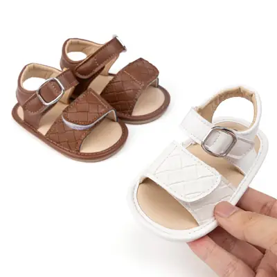 2025 New Spring and Summer Solid Color Baby Sandals Velcro Breathable Soft Sole Baby Girl Toddler Shoes Baby Shoes