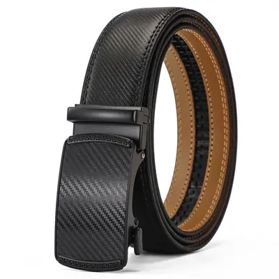 Men's Brown Leather Belt with Black Buckle