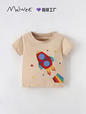 Malwee Boys T-Shirt Red Rocket Print Cotton Summer Casual