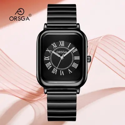 ORSGA Black Square Women's Quartz Watch