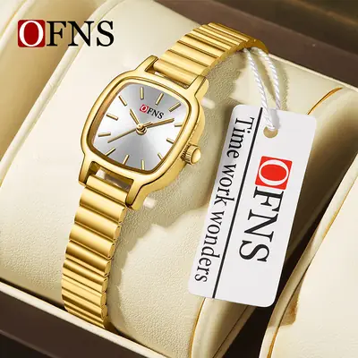 Ofns Silver Quartz Watch Blue Dial Women Fashion