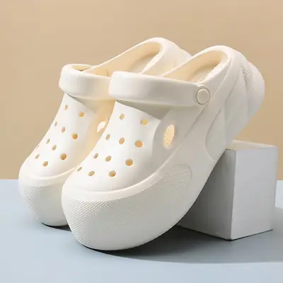 Women's Beige Croc Sandals Summer Beach Non-sticky All-match