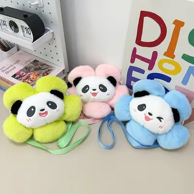 Cute Panda Shoulder Bag for Girls with Sunflower Design
