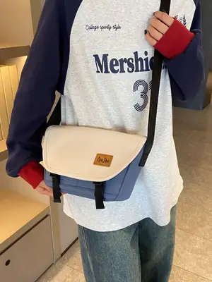 Men Women Crossbody Bag Black White Large Capacity