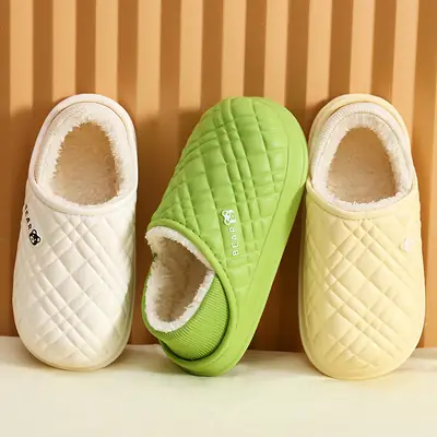 Autumn and winter warm cotton slippers for men and women new indoor household non-slip waterproof wool plush cotton slippers wholesale
