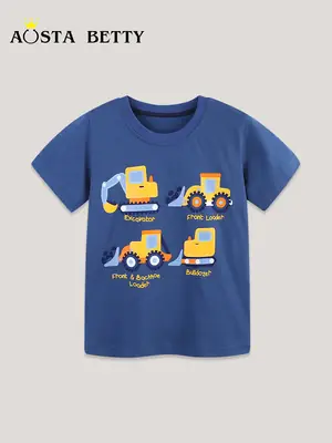 Blue T-Shirt for Boys with Truck Design