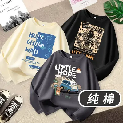 Pure Cotton Long Sleeve T-Shirt for Boys White Blue Design
