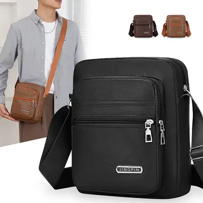 Korean Style PU Leather Crossbody Bag Brown Large Capacity