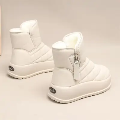 Women's White Fleece-Lined Snow Boots 2024