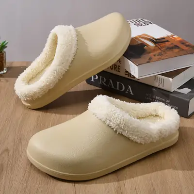 Women's Winter Fleece Slippers Cream Non-Slip