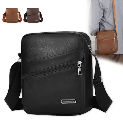 Men's Brown Crossbody Bag Large Capacity Single Shoulder