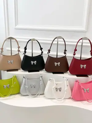 Brown Bowknot Shoulder Bag for Women 2026