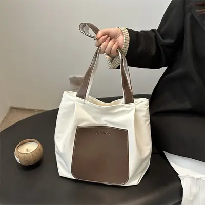 Women's Contrast Color Casual Tote Bag 2024