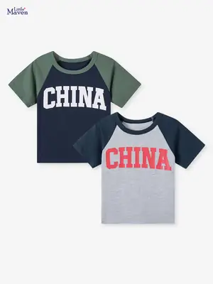 Little Mavens Printed T-Shirt for Boys Round Neck Short Sleeve