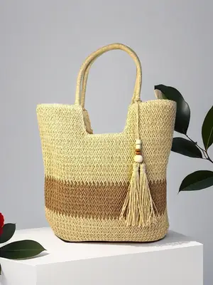 Braided Tassel Bag for Women Large Capacity Handmade
