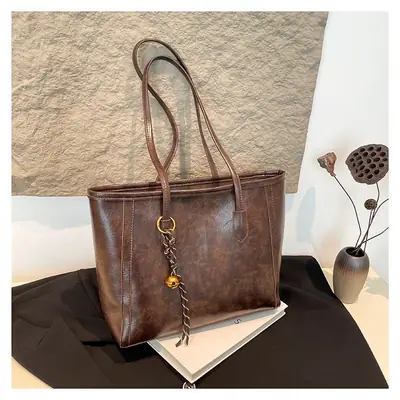 Vintage Brown Leather Tote Bag for Women