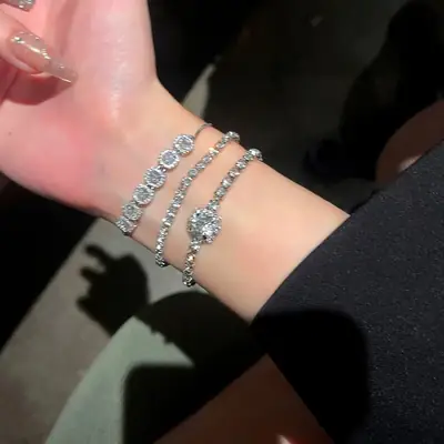 Super Flash Korean Zircon Bracelet for Girls Niche All-match Full Diamond Bracelet Stacked Style