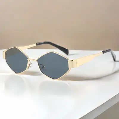 Diamond Metal Sunglasses Ladies Green Photo Concave 2024