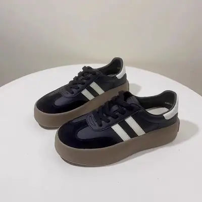 Women's Navy Blue Retro Board Shoes with White Sole