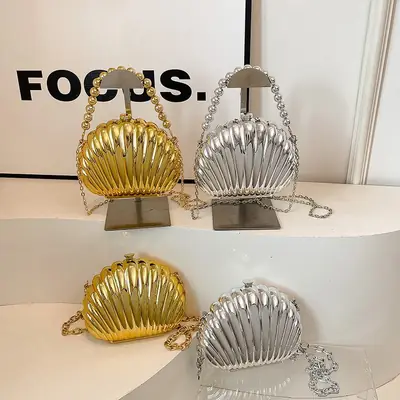 Evening Bags New Women Scallop Textured Mirror Shoulder Crossbody