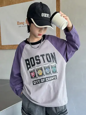 Boys Long Sleeve Boston City of Camels T-Shirt Purple