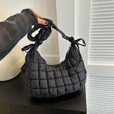 Black Quilted Shoulder Bag for Women 2023
