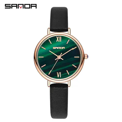 Women's Quartz Watch with Roman Dial & Black Strap