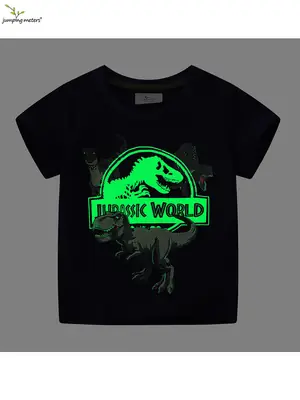 New Boys Dinosaur Luminous T-Shirt Black