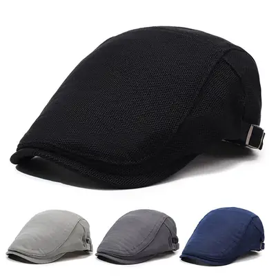 Men's Black Net Cap Summer Sun Hat
