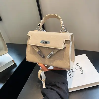 Women's Blue Leather Shoulder Bag 2025 Winter Trendy