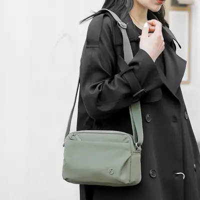 Women's Black Crossbody Bag with Strap
