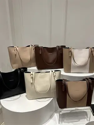 2026 Summer Patchwork Tote Bag Brown New Women