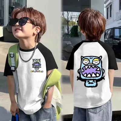 Kids Short Sleeve T-Shirt Summer 2024 Cotton Boys Medium Large