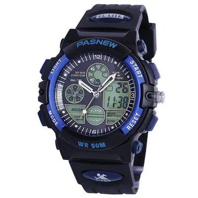 Pasnew Waterproof LED Digital Boy's Watch Black Yellow