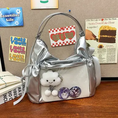 Korean Style Bow Bag for Girls Black White
