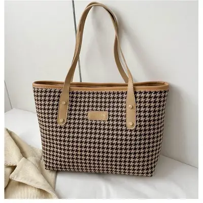 Retro Plaid Shoulder Tote Bag for Women