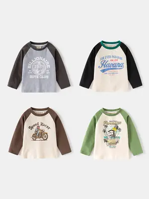 Speed Racing Boys Raglan Sleeve T-Shirt Brown Cream